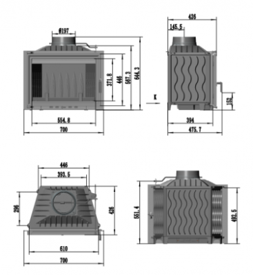 Каминная топка Baron 14 кВт, 700 мм (FireBird) - купить в Краснодаре с доставкой по Краснодарскому краю!